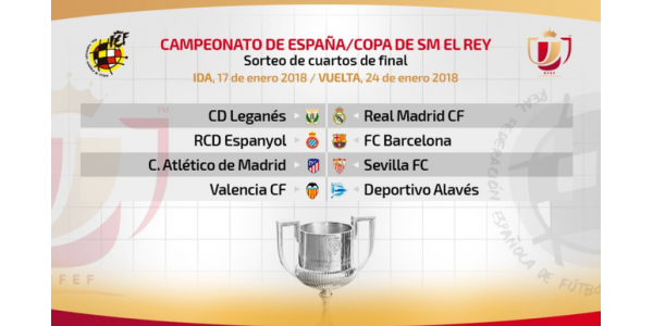 Espanha Rei Copa 1/4 resultados finais do sorteio lançados